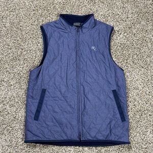 G/Fore Men's Quilted Wool Lined Vest Sz Large Blue Golf Pockets Spring